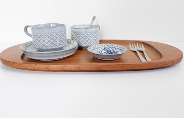 デンマーク NISSEN ニッセン トレイ お盆 ニッセン チーク材 ガラス トレイ デンマークヴィンテージ/NISSEN Teak