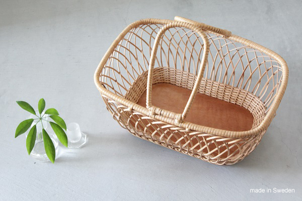 北欧ビンテージかご 編み細工バスケット/ スウェーデン